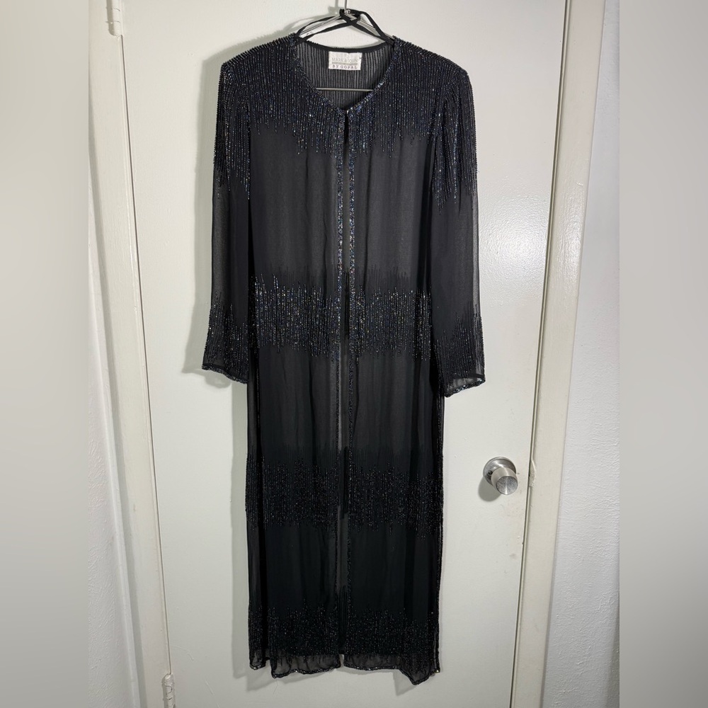 Elegant Black Sheer Women's Overcoat